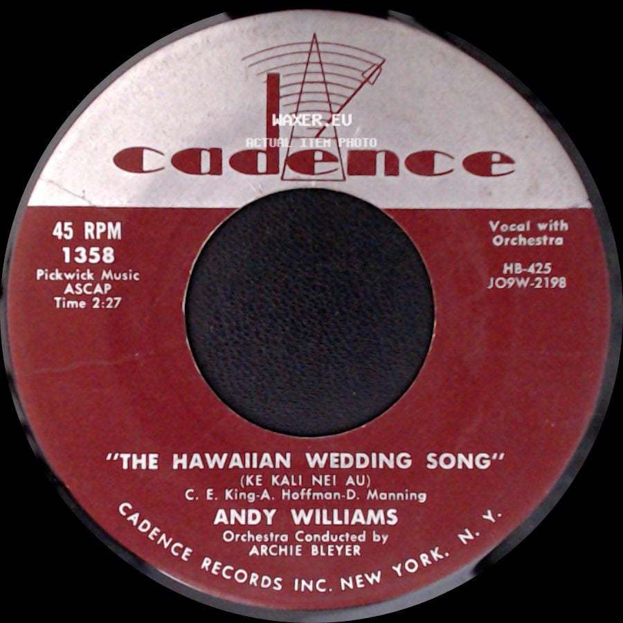 Andy Williams - "The House Of Bamboo" / "The Hawaiian Wedding Song" (Ke Kali Nei Au) side B