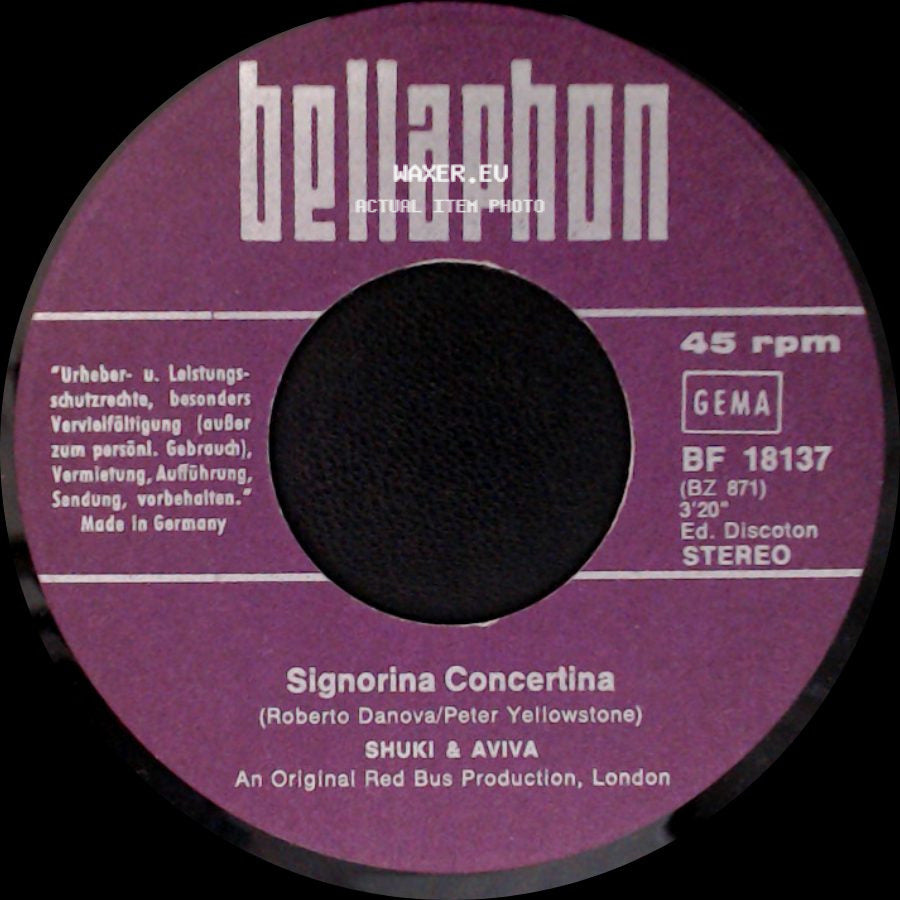 Shuki & Aviva - I'll Never Let You Go / Signorina Concertina side B