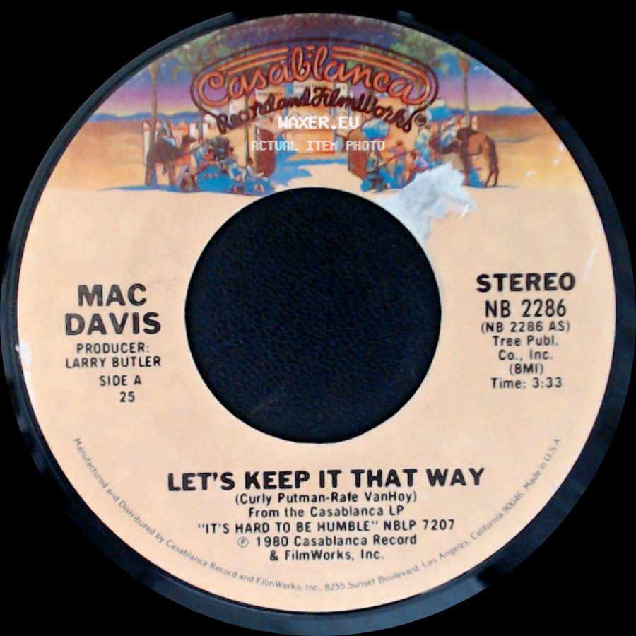 Mac Davis - Let's Keep It That Way / I Know You're Out There Somewhere side A
