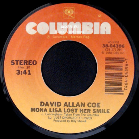 David Allan Coe - Someone Special / Mona Lisa Lost Her Smile side B
