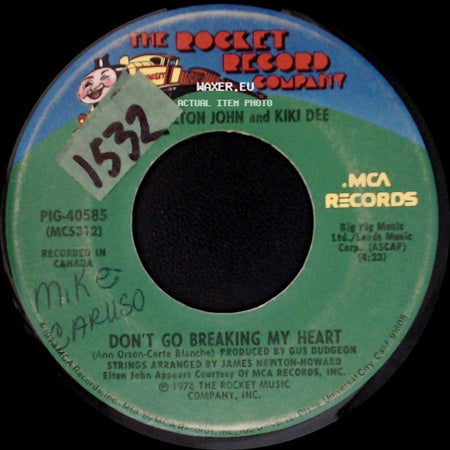 Elton John And Kiki Dee - Don't Go Breaking My Heart / Snow Queen side A