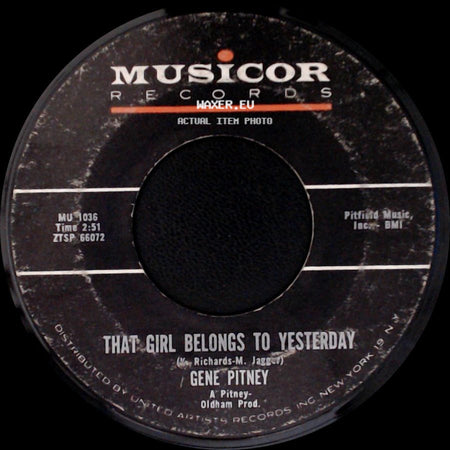 Gene Pitney - Who Needs It / That Girl Belongs To Yesterday side B