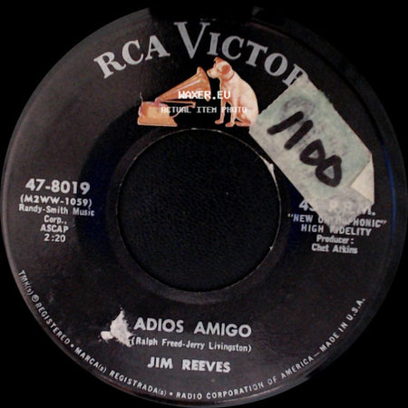 Jim Reeves - Adios Amigo / A Letter To My Heart side A