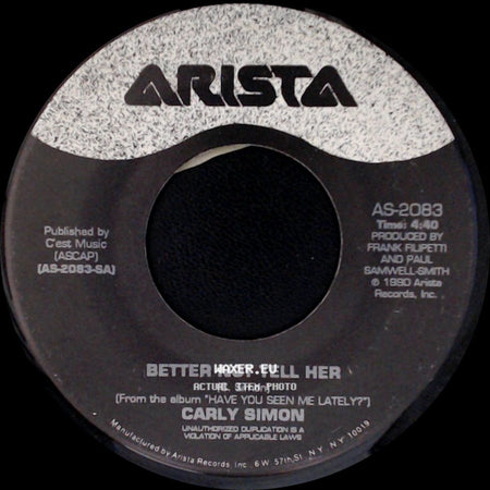 Carly Simon - Happy Birthday / Better Not Tell Her side B