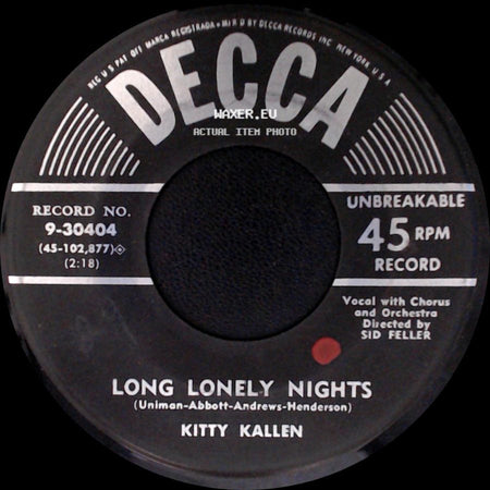 Kitty Kallen - Long Lonely Nights / Lasting Love side A