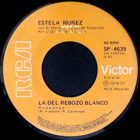 Estela Nuñez / Estela Nuñez Con El Mariachi Vargas De Tecalitlán Arr. Y Dir. Rubén Fuentes - Cucurrucucu Paloma / La Del Rebozo Blanco side B