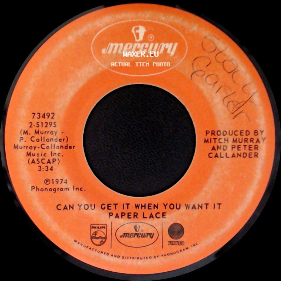 Paper Lace - Can You Get It When You Want It / The Night Chicago Died side A