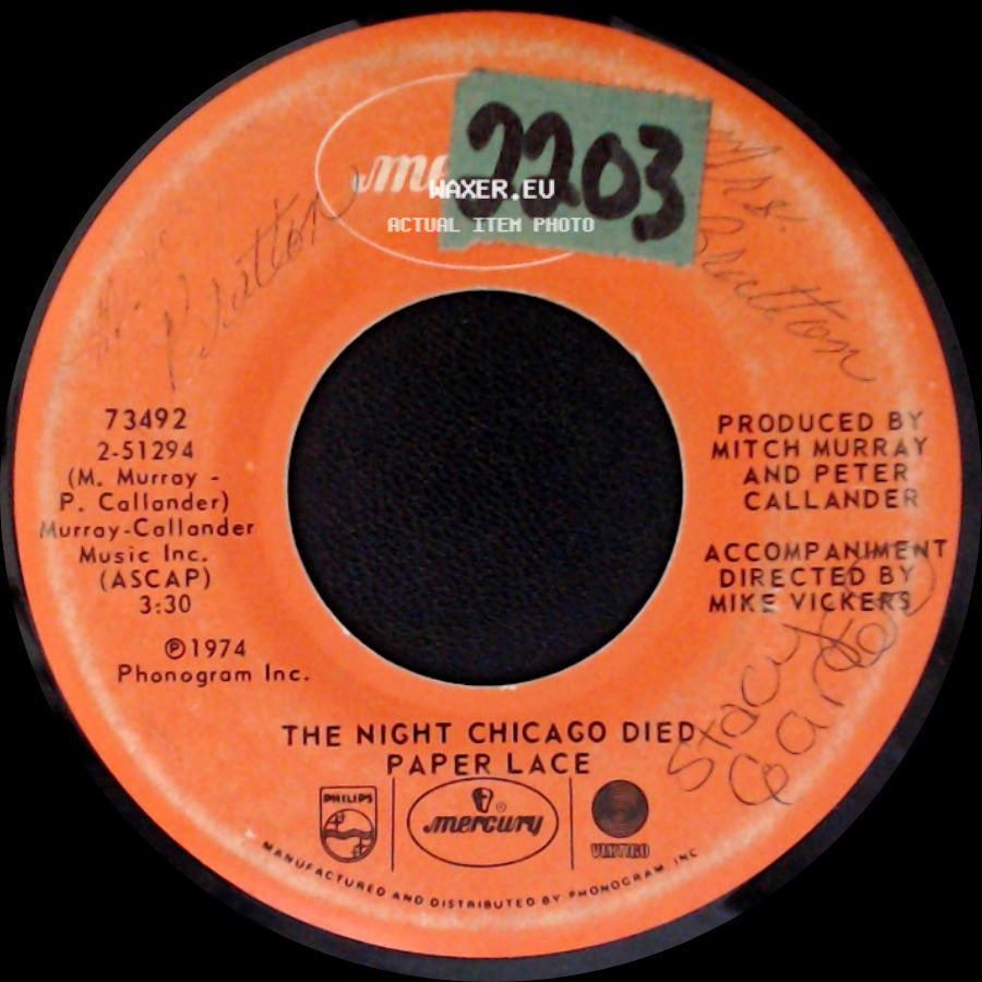 Paper Lace - Can You Get It When You Want It / The Night Chicago Died side B