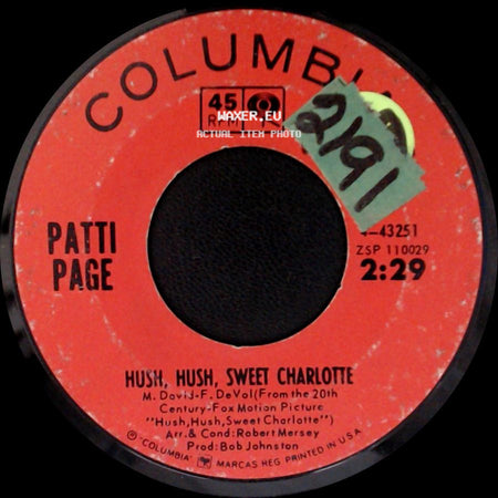 Patti Page - Longing To Hold You Again / Hush, Hush, Sweet Charlotte side B