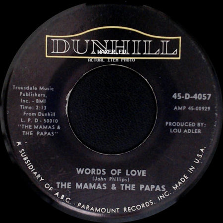 The Mamas & The Papas - Words Of Love / Dancing In The Street side A