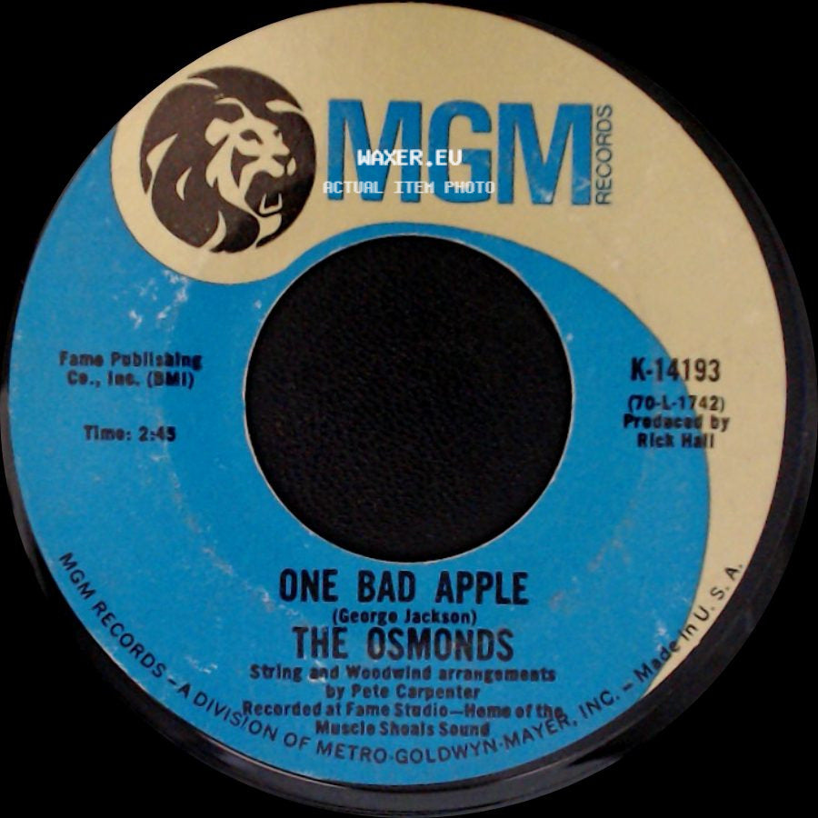 The Osmonds - One Bad Apple / He Ain't Heavy...He's My Brother side A