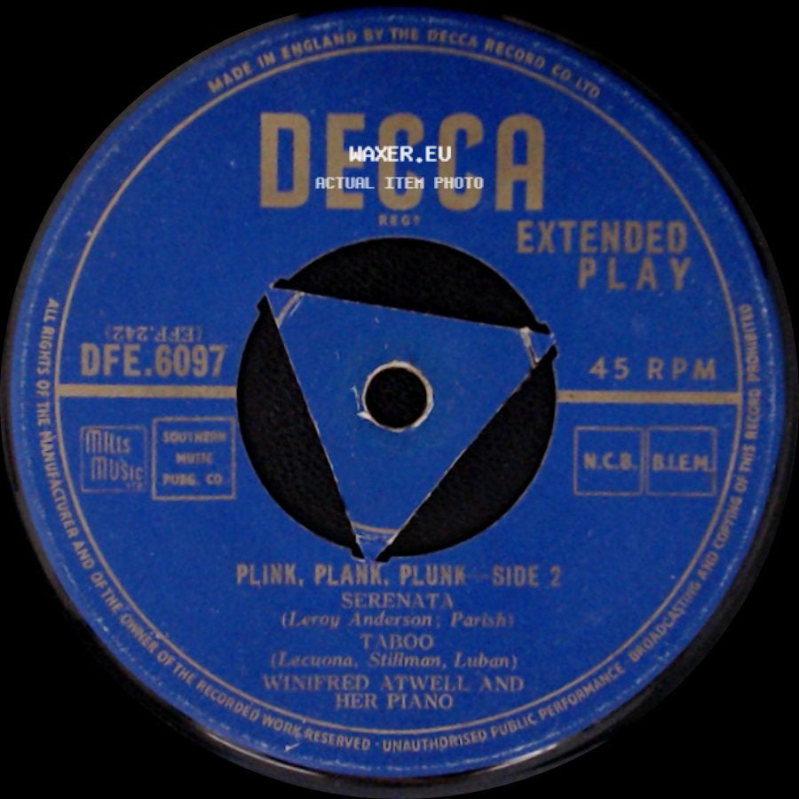 Winifred Atwell And Her Piano - Plink, Plank, Plunk - Side 1 / Plink, Plank, Plunk - Side 2 side B