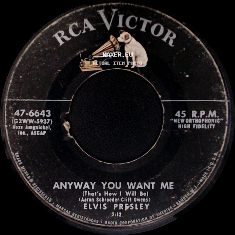 Elvis Presley - Love Me Tender / Anyway You Want Me (That's How I Will Be) side B