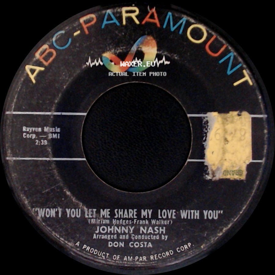 Johnny Nash - A Very Special Love / Won't You Let Me Share My Love With You side B