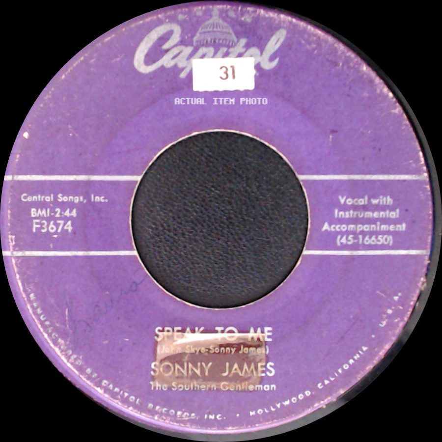 Sonny James - First Date, First Kiss, First Love / Speak To Me side B