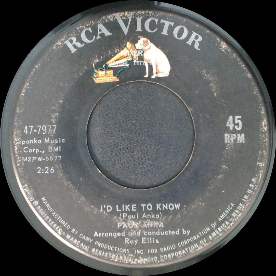 Paul Anka - Love Me Warm And Tender / I'd Like To Know side B