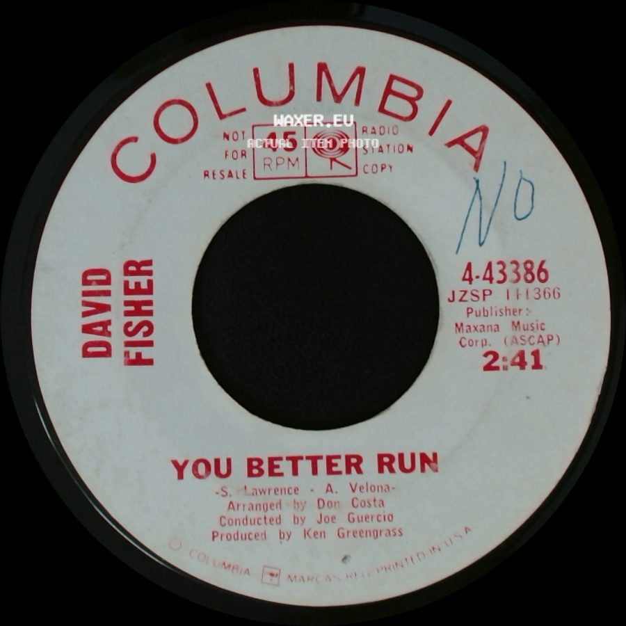 David Fisher - You Better Run / The Twelfth Of Never side A