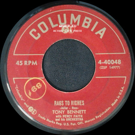 Tony Bennett With Percy Faith And His Orchestra - Here Comes That Heartache Again / Rags To Riches side B