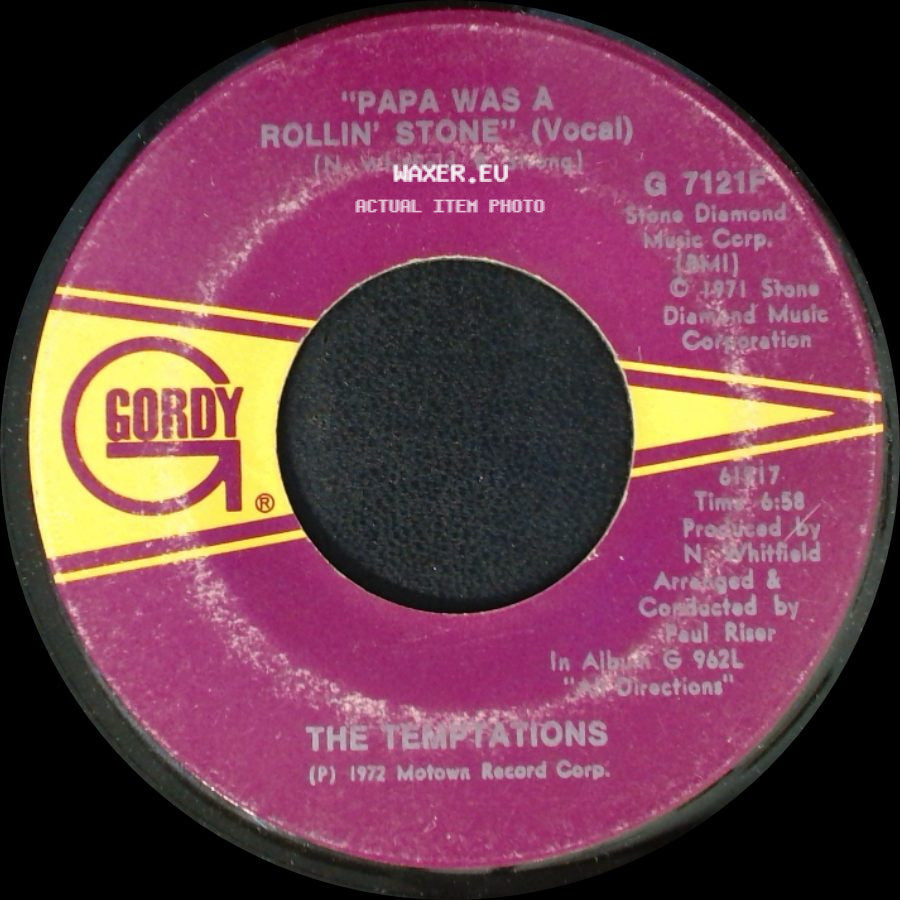 The Temptations - Papa Was A Rollin' Stone / Papa Was A Rollin' Stone (Instrumental) side A