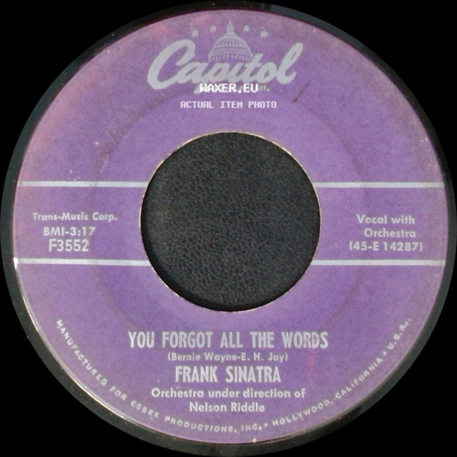Frank Sinatra - You Forgot All The Words / Hey ! Jealous Lover side A