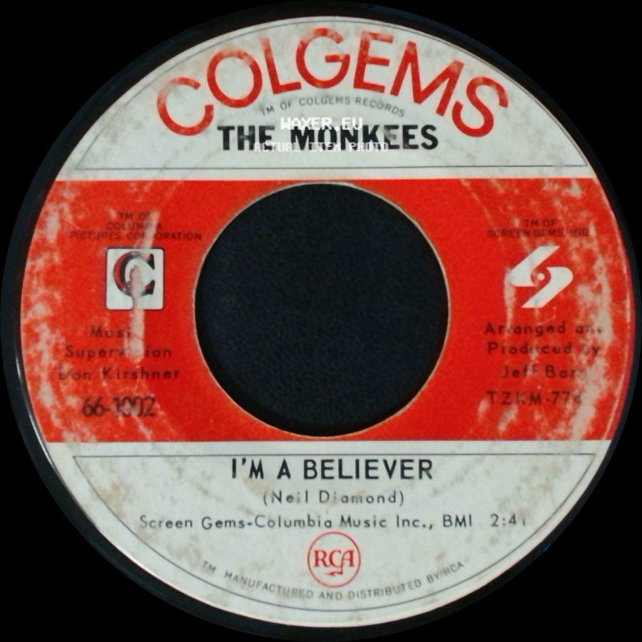 The Monkees - (I'm Not Your) Steppin' Stone / I'm A Believer side B