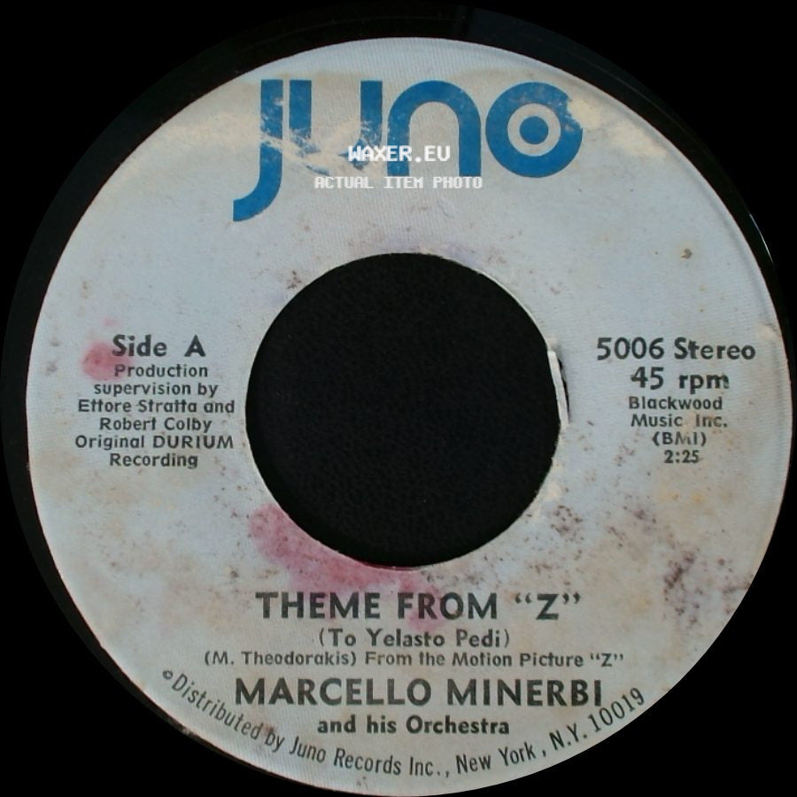 Marcello Minerbi And His Orchestra - Theme From "Z" (To Yelasto Pedi) / Laughing And Crying Again side A