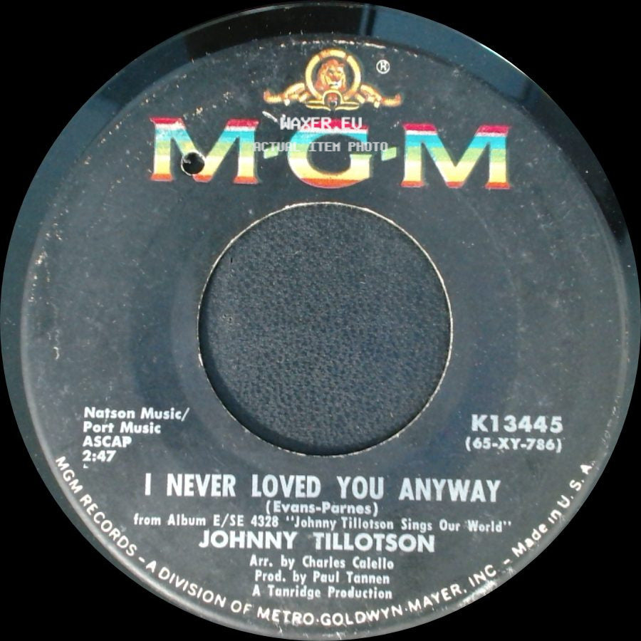 Johnny Tillotson - I Never Loved You Anyway / Hello Enemy side A