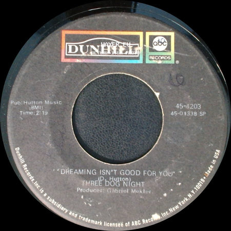 Three Dog Night - Easy To Be Hard / Dreaming Isn't Good For You side B