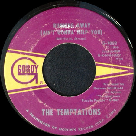 The Temptations - Running Away (Ain't Gonna Help You) / I Can't Get Next To You side A