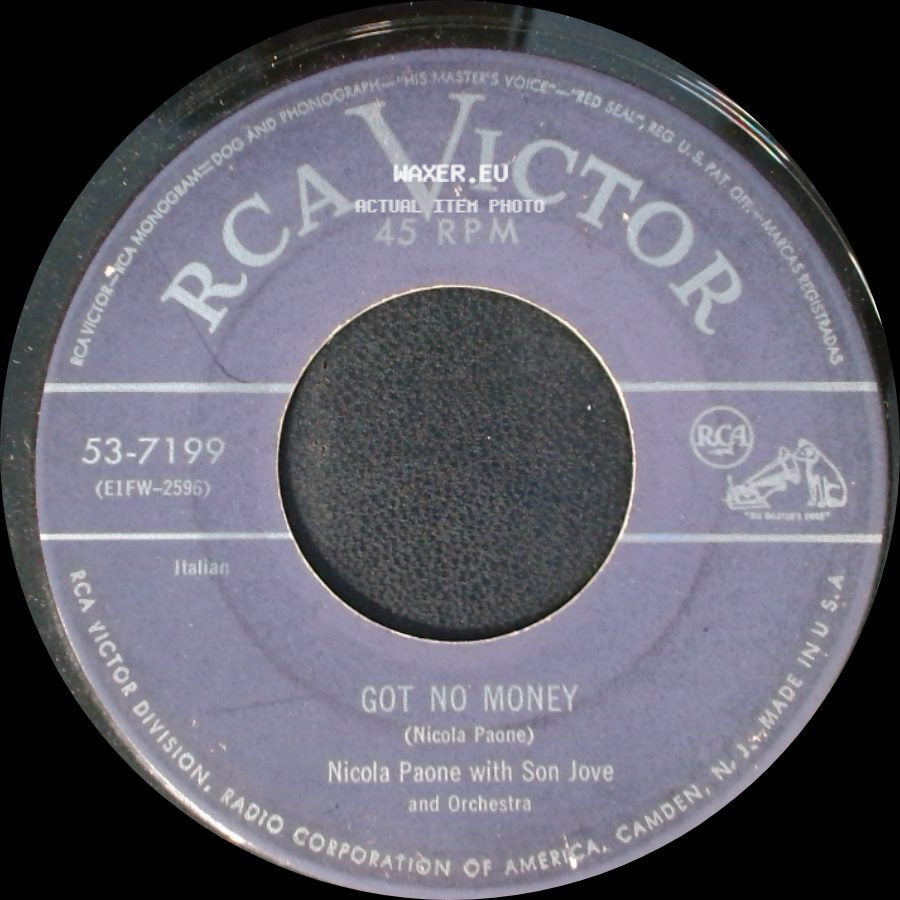 Nicola Paone With Son Jove And Orchestra / Nicola Paone With Orchestra - Got No Money / Eleanor side A