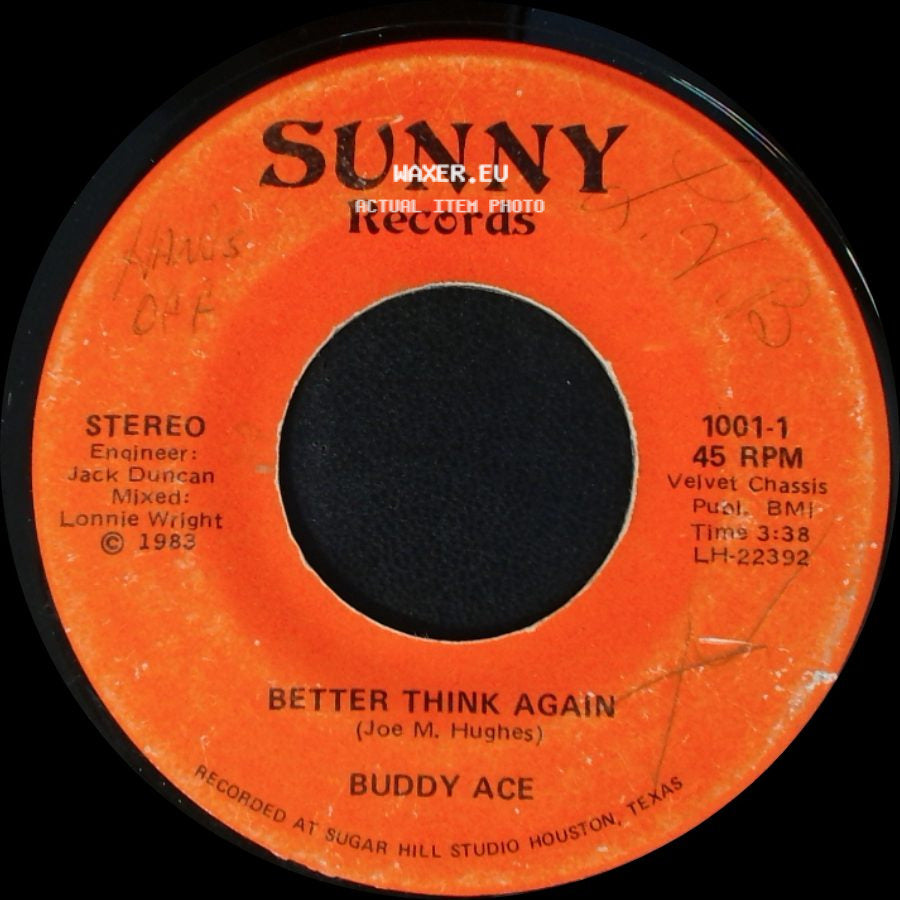 Buddy Ace - Better Think Again / I Still Love You (Inst.) side A