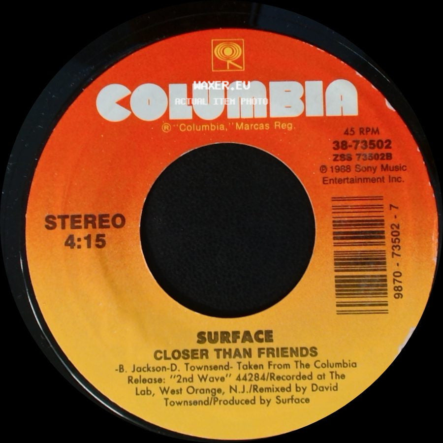 Surface - The First Time / Closer Than Friends side B