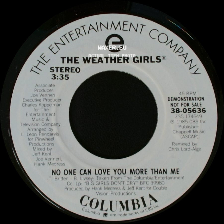 The Weather Girls - No One Can Love You More Than Me / No One Can Love You More Than Me side B
