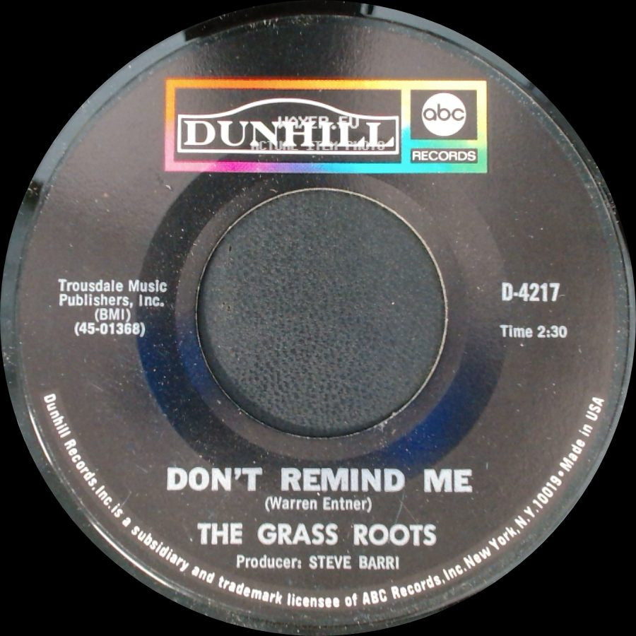 The Grass Roots - Don't Remind Me / Heaven Knows side A