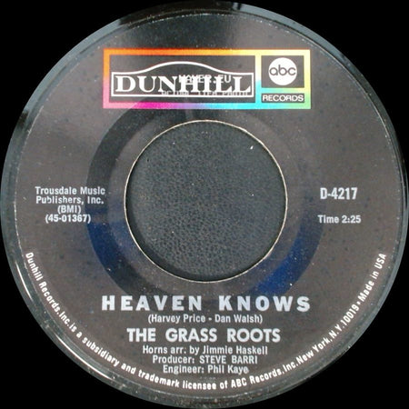 The Grass Roots - Don't Remind Me / Heaven Knows side B