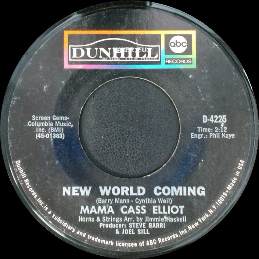 Mama Cass Elliot - Blow Me A Kiss / New World Coming side B