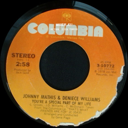 Johnny Mathis & Deniece Williams - You're A Special Part Of My Life / You're All I Need To Get By side A