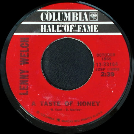 Lenny Welch - Since I Fell For You / A Taste Of Honey side B