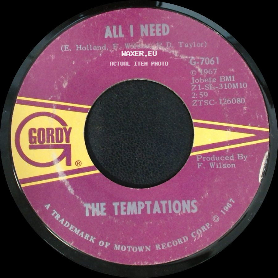 The Temptations - Sorry Is A Sorry Word / All I Need side B
