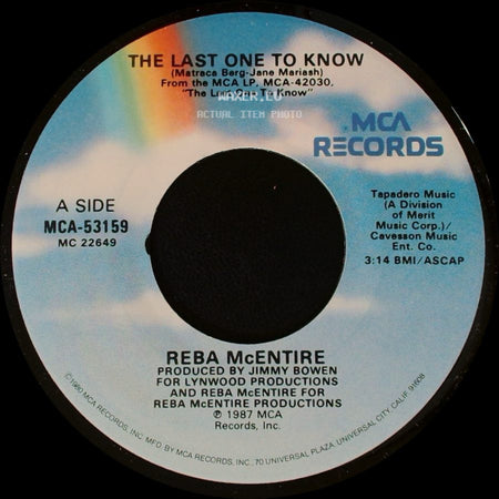 Reba Mcentire - The Last One To Know / I Don't Want To Be Alone side A