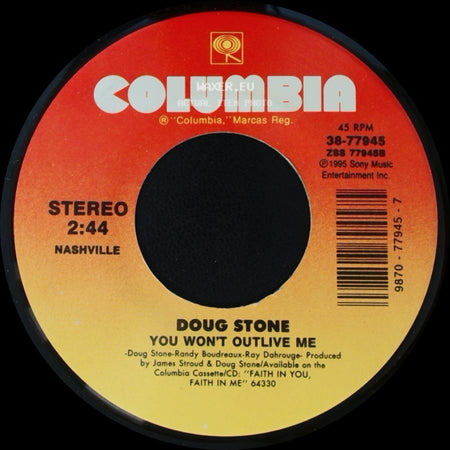 Doug Stone - You Won't Outlive Me / Sometimes I Forget side A