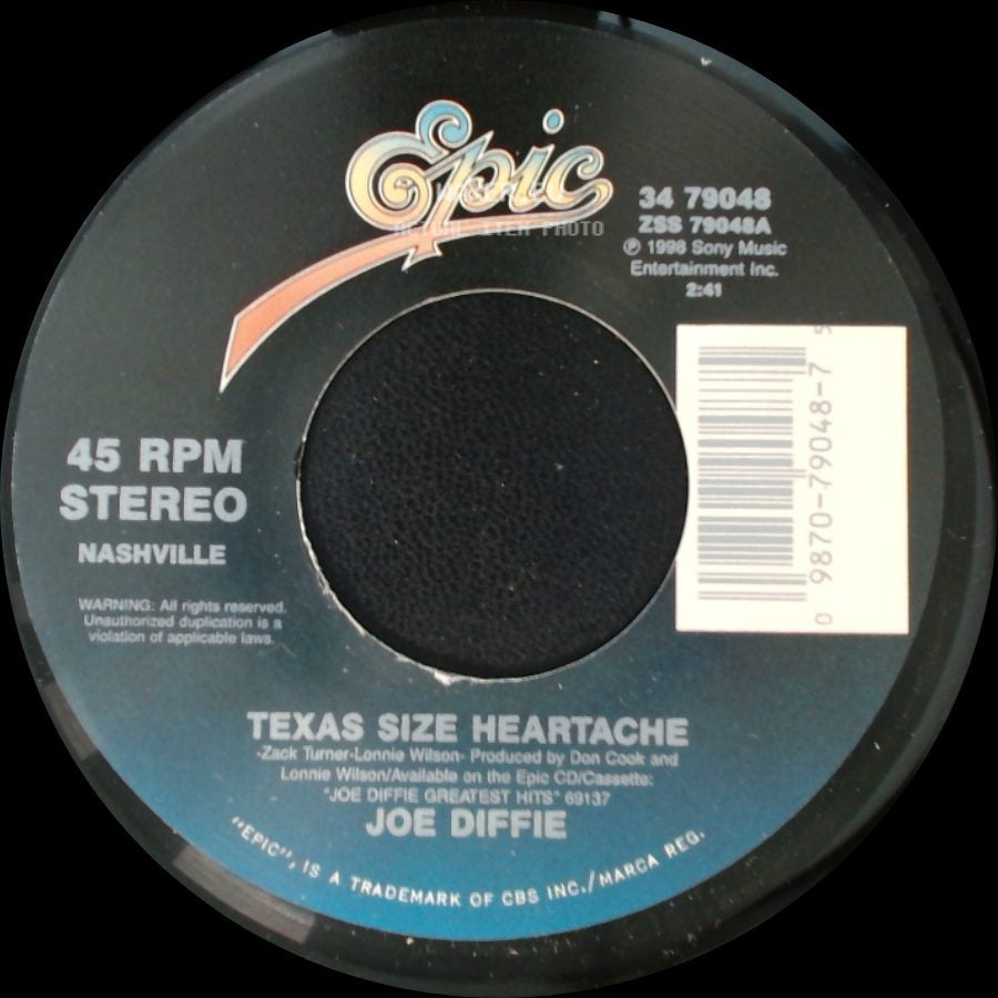 Joe Diffie - Texas Size Heartache / Poor Me side A