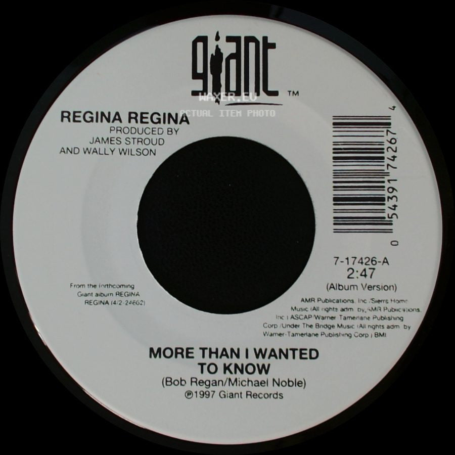Regina Regina - She'll Let That Telephone Ring / More Than I Wanted To Know side B