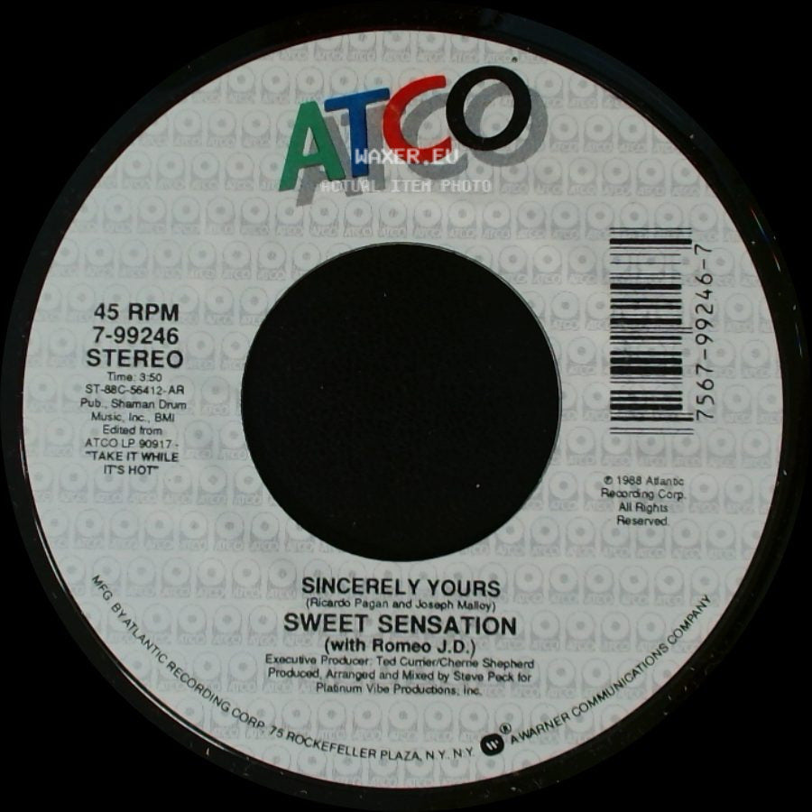 Sweet Sensation (With Romeo J.D.) / Sweet Sensation - Sincerely Yours / Sincerely Yours Spanish Verison side A