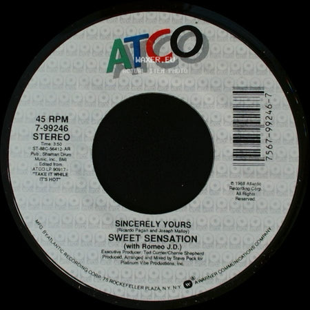 Sweet Sensation (With Romeo J.D.) / Sweet Sensation - Sincerely Yours / Sincerely Yours Spanish Verison side A