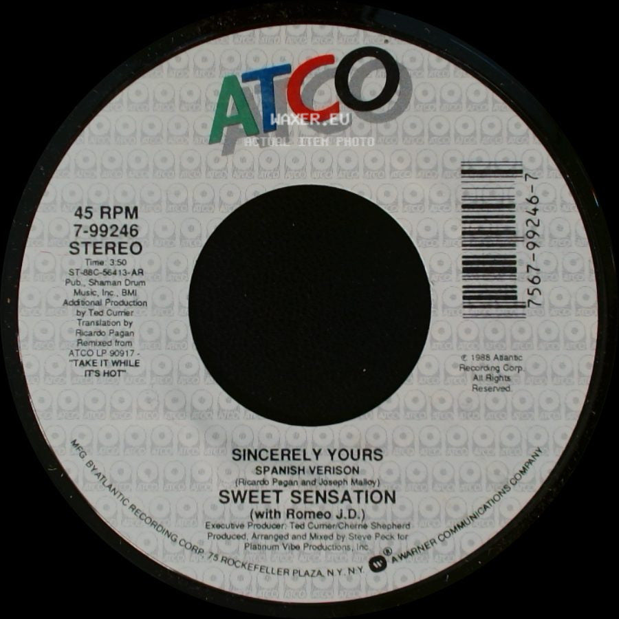 Sweet Sensation (With Romeo J.D.) / Sweet Sensation - Sincerely Yours / Sincerely Yours Spanish Verison side B