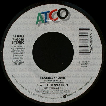 Sweet Sensation (With Romeo J.D.) / Sweet Sensation - Sincerely Yours / Sincerely Yours Spanish Verison side B