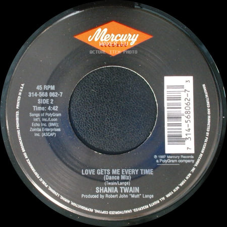 Shania Twain - Love Gets Me Every Time / Love Gets Me Every Time (Dance Mix) side B