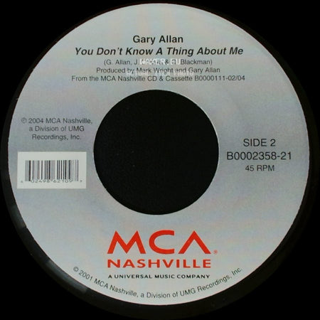 Gary Allan - Songs About Rain / You Don't Know A Thing About Me side B