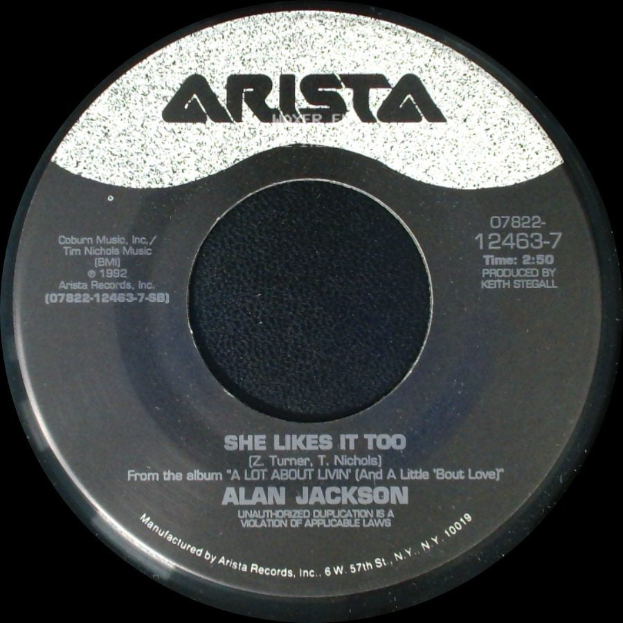 Alan Jackson - She's Got The Rhythm (And I Got The Blues) / She Likes It Too side B